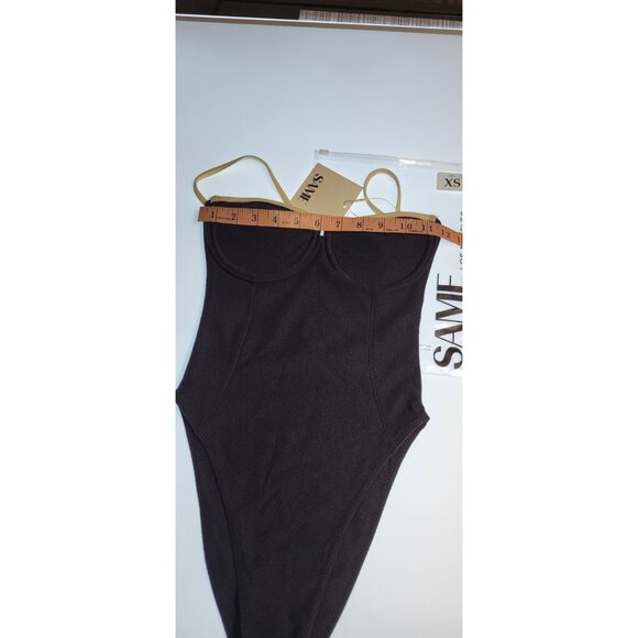 SAME Los Angeles Swim Womens One Piece Underwire Faux Suede Black XS, S,M - Picture 2 of 5